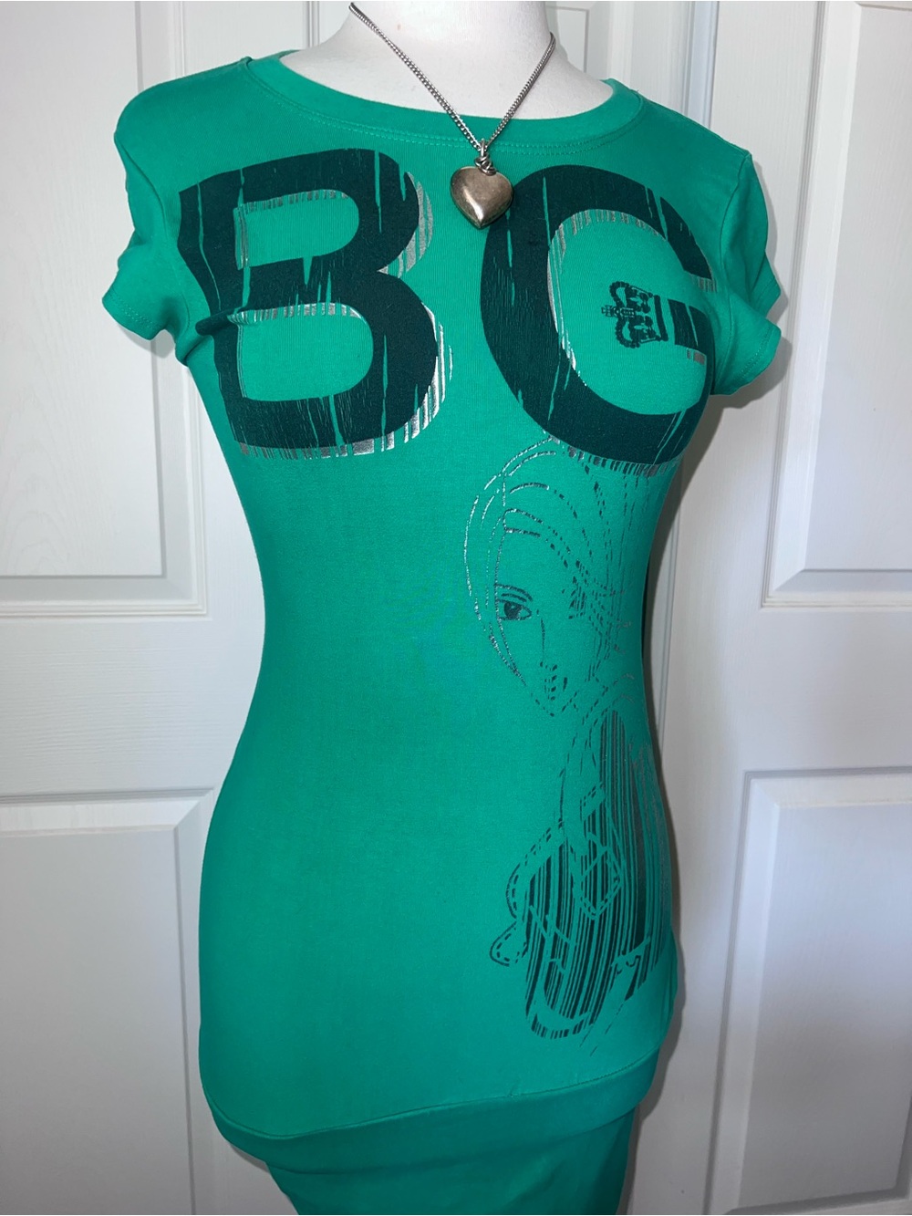 Topia Teal Short-Sleeve Graphic Slim Dress